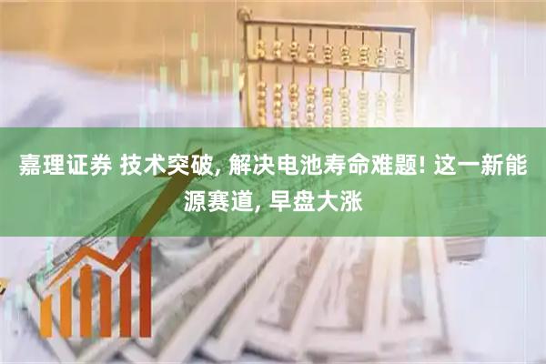 嘉理证券 技术突破, 解决电池寿命难题! 这一新能源赛道, 早盘大涨