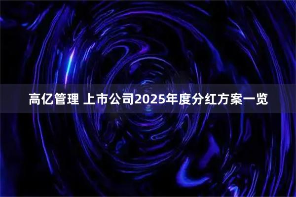 高亿管理 上市公司2025年度分红方案一览