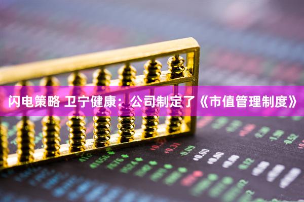 闪电策略 卫宁健康：公司制定了《市值管理制度》